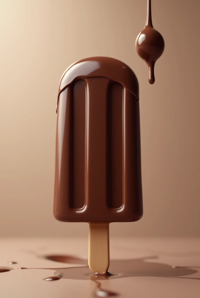 a picture of a popsicle, splashed by chocolate like in a commercial
