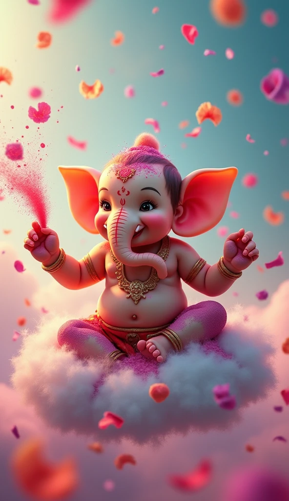 Ganapati bappa baby cartoon moving out of space

