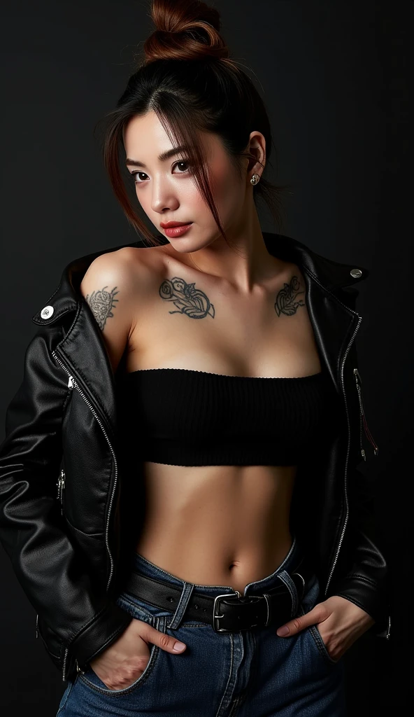 ((Best quality, 8K, Masterpiece:1.3, 1 girl, Beautiful girl)), highres, Cute, Dynamism, Detailed face, Detailed skin, Detailed eyes, Detailed lips, Photorealistic, Raw photo, Natural lighting, perfect anatomy, dynamic pose, round buttocks, toned legs, double eyelid, tear bags, round eyes, moist lips, (Beautiful female artist in DJ set), ((dj set)), no-cloth bra, white short pants, (headphones dj rave, headphones, dj at a party, dj rave party), Huge speaker in background, (colourful hair), inner colored, smokey, steam, crowds, upper body, smile, japanese girl, neon lights in background, detailed clothes, sweaty, ecstasy, (black tattoo on arms and hands:1.2), soft breasts, bangs, ponytail, white hair, armpits, cum on breasts, cut-out pants, from front, alcohol, cocktail, wet hair, wet body