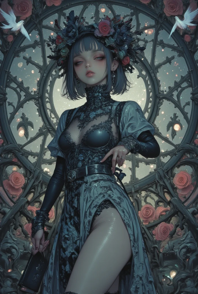 official art, unity 8k wallpaper, ultra detailed, beautiful and aesthetic, beautiful, masterpiece, best quality, (zentangle, mandala, tangle, entangle), (ecstasy of flower:1.2), dynamic angle, cowboyshot, the most beautiful form of chaos, elegant, a brutalist designed, vivid colours, romanticism, atmospheric