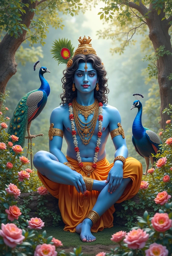  Krishan god image
On peacocks 
