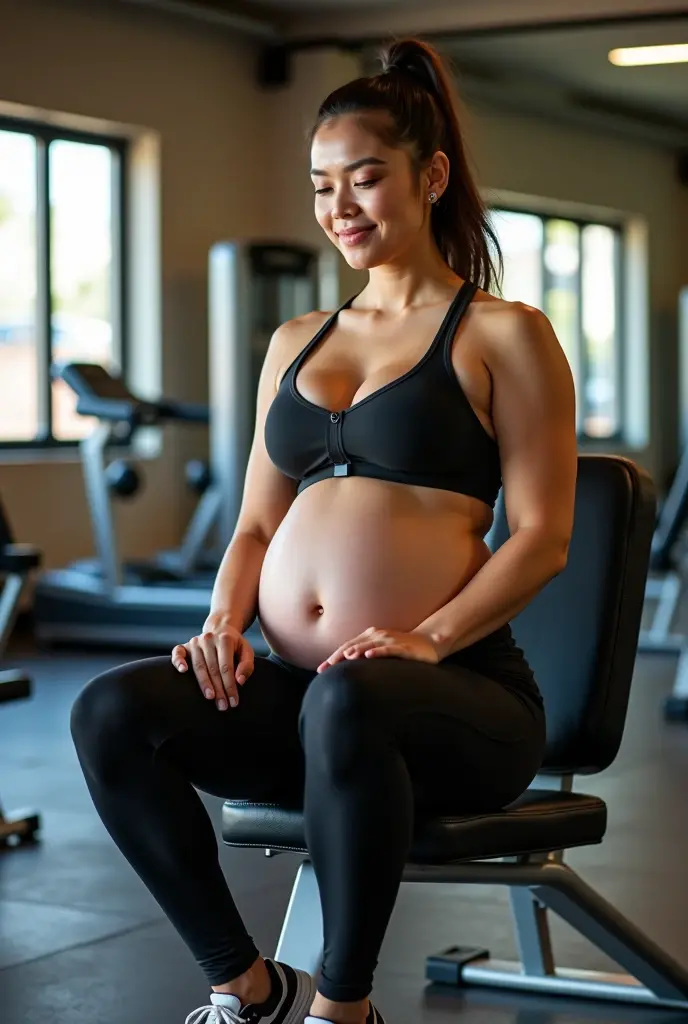 Pregnant woman doing squats