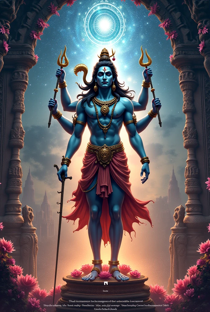Create a photo of rudra avtar shree krishna
With dark black background
