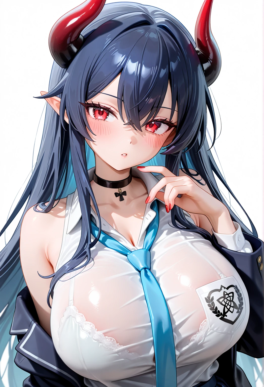 Anime style,masterpiece, high quality, 最high quality, ((Character design sheet, )),One girl,Slender figure,Small breasts,Bunny girl,heart-shaped pupils,Gray Hair,Blue eyes,(blush:1.1),choker,Upper Body,trembling,Sweat,Sweatdrop,heart, ((Heavy breathing:1.3)),