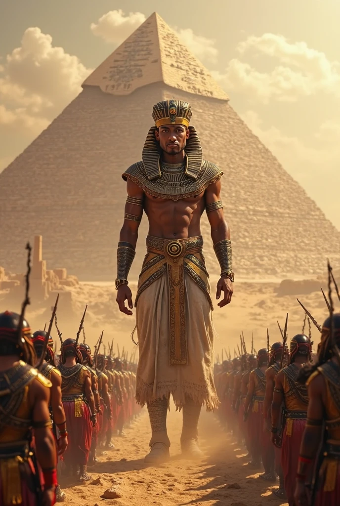A middle-aged, A man who looks handsome and athletic and modest,Soldiers in the ancient city of Egypt