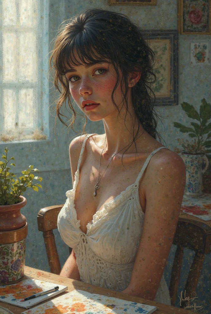 She contemplates to drink it or nah