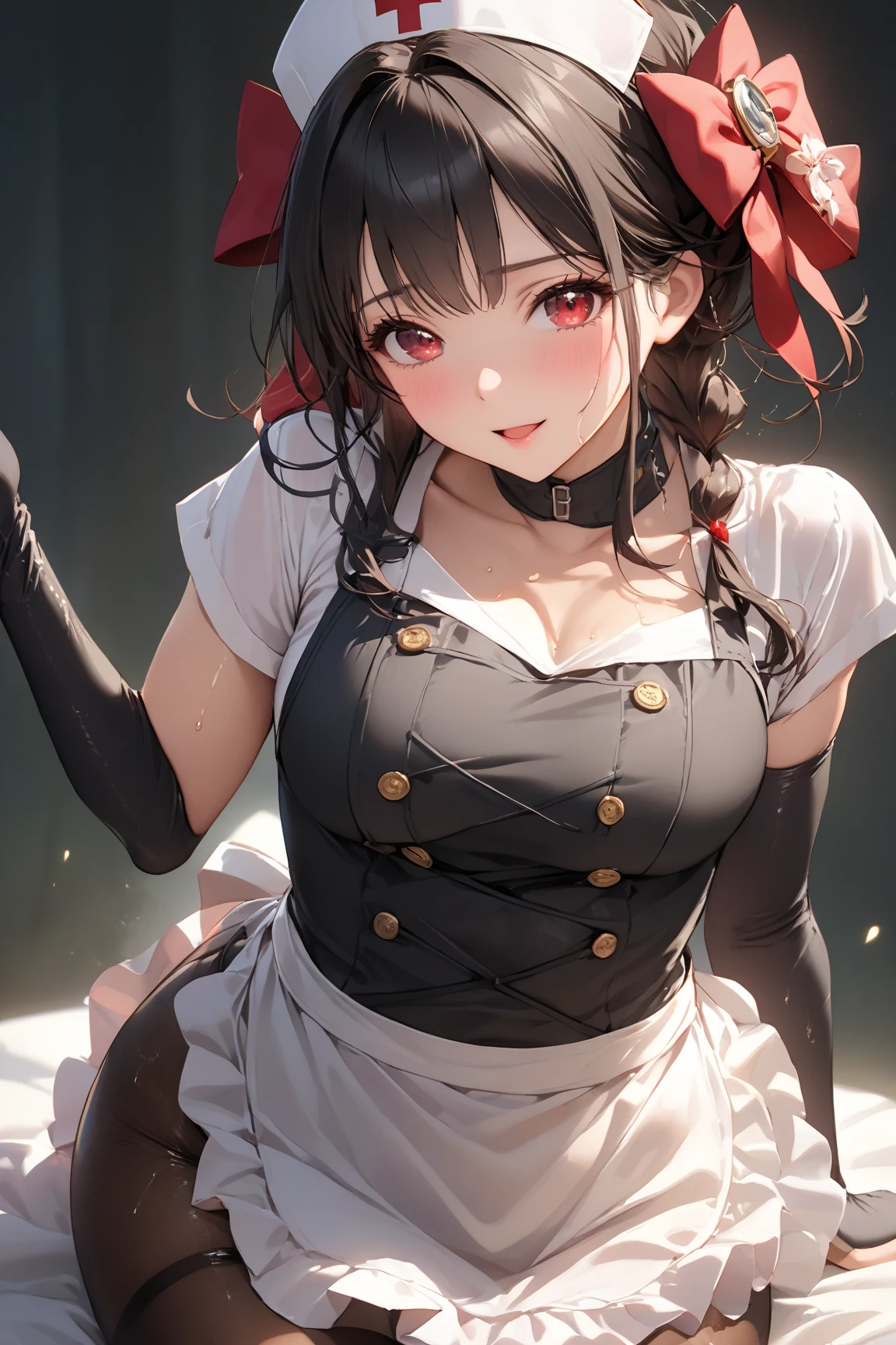 Taihou, Azur lane, beautiful girl, sexy pose, bluse eyes, hair bows, big ass and breasts