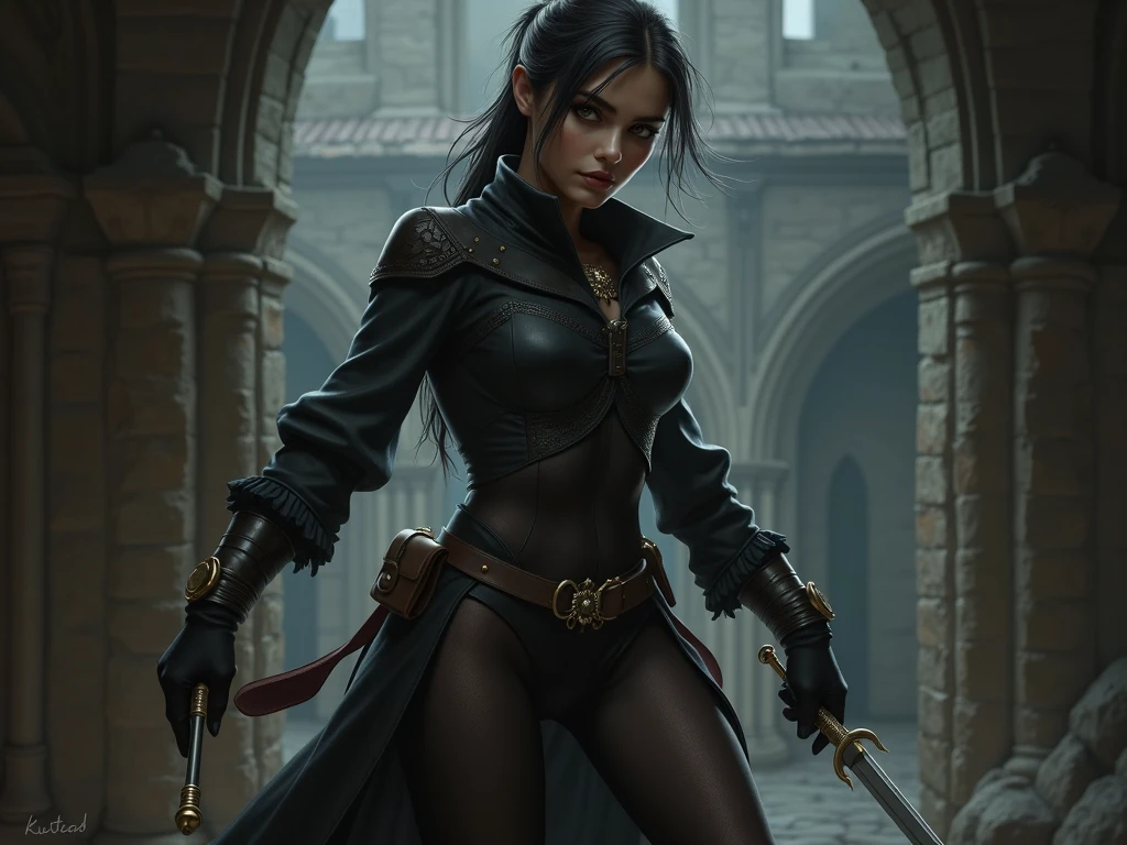 Young Teenage Girl, Medieval thief, Leather clothing, Long trousers, boots, Hooded long coat,, Sword on belt, sexy, Small breasts, , Very detailedな, Vibrant appearance, Creative Action, Very detailedな, Imaginative, Sensual, Voluntary, highest quality, Skin Texture, Intricate details, (Cinema Lighting), RAW Photos, 8k, masterpiece,highest quality,Very detailedな,Very detailedなイラスト,Very detailed,Intricate details,High resolution,非常にIntricate details,Very detailed 8k cg wallpaper,
