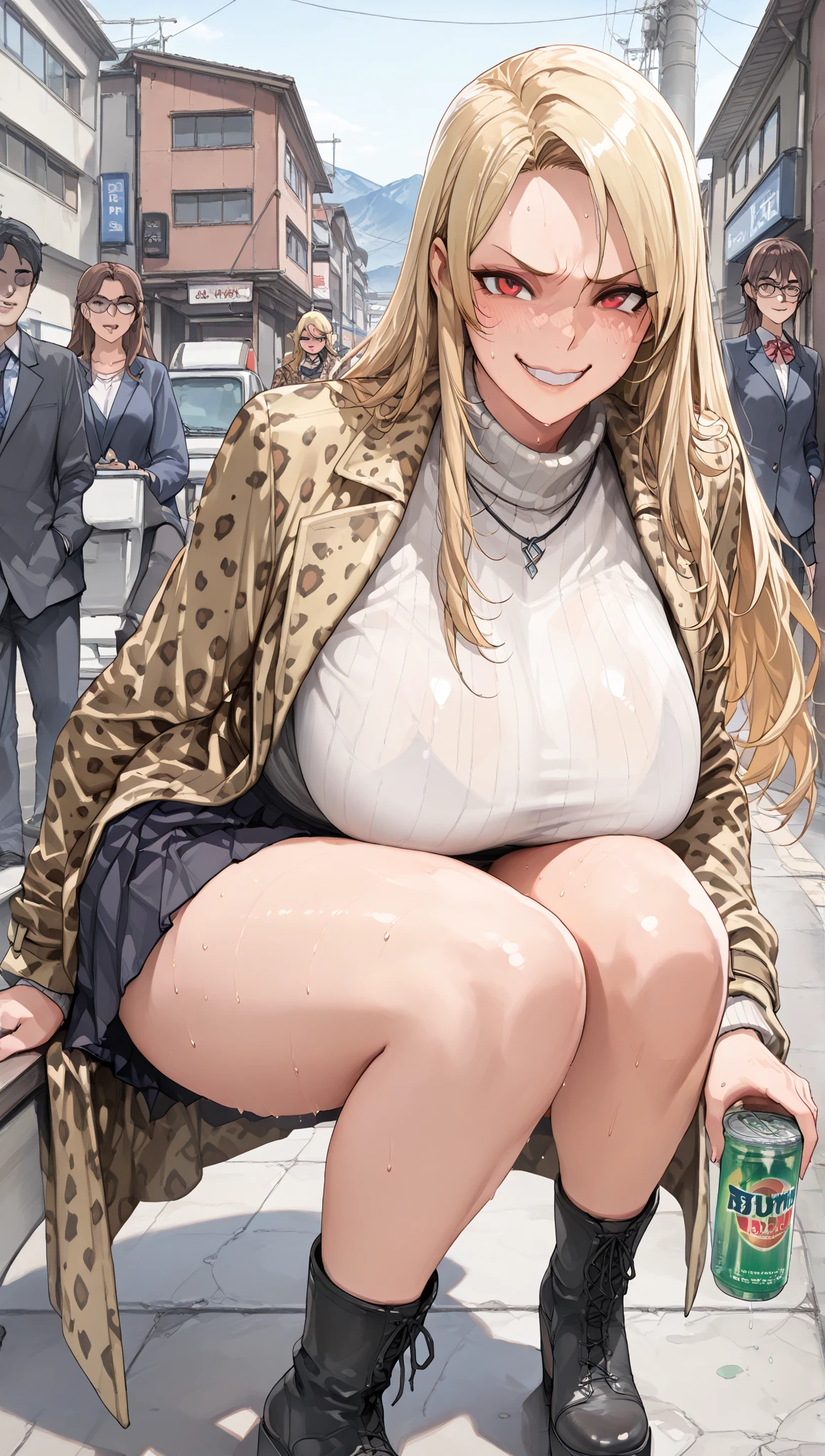 ((((Perfect Anatomy, Very detailed肌)))), 1 girl, Japanese, , Glowing Skin, Large Breasts:0.6, avert your eyes, Take in the view,, 
Beautiful Hair, Beautiful Face, Beautiful attention to detail, (Long Hair:1.7, Half Up:1.5), 
Beautiful clavicle, Beautiful body, Beautiful breasts, Beautiful thighs, Beautiful feet, Baby Face, M the eye, 
((White collared shirt, Dark Blue Vest, dark blue micro mini pencil skirt), Mid Boots, (Beige hooded coat, Open the coat yourself)), Very sexy, Wet crotch, Captivating thighs, Camel Toe, ((Animal Collars)), 
((Pee leak:1.9, Leaking poop:1.3)), 
((Ahegao, Embarrassing, Drooling, Please open your mouth wide)), (((walk, Sex toy in panties), Female masturbation, Abuse, Inserting an Object, vibrator)), 
(Beautiful views), winter, Midnight, Hokkaido, Sapporo, The smell of the park, crowd, Christmas, Christmas tree, illumination, TV Tower, snow, snowfall:1.7, Frozen Weather, Frost, 
(8k, Highest quality, Masterpiece​:1.2, Very detailed), (Realistic, photoRealistic:1.3), Beautiful illustrations, Cinema Lighting,