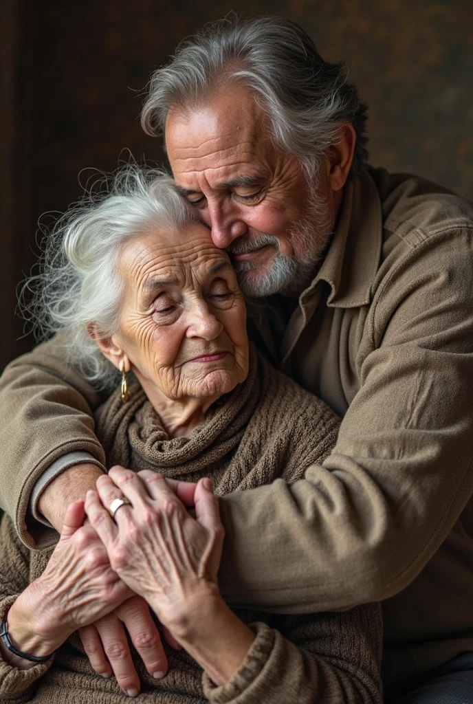 ultra-detailed,paint,portrait,natural lighting,emotional,father's love,warm colors,beard,wrinkles,kind eyes,tender smile,happy family,loving relationship,parent-child bond,happiness,joyful,gentle,loving embrace,nurturing,parental figure,wise,protective,timeworn hands,graceful aging,resilience,life experiences,enduring love,wisdom of age,cherished memories,stability,role model