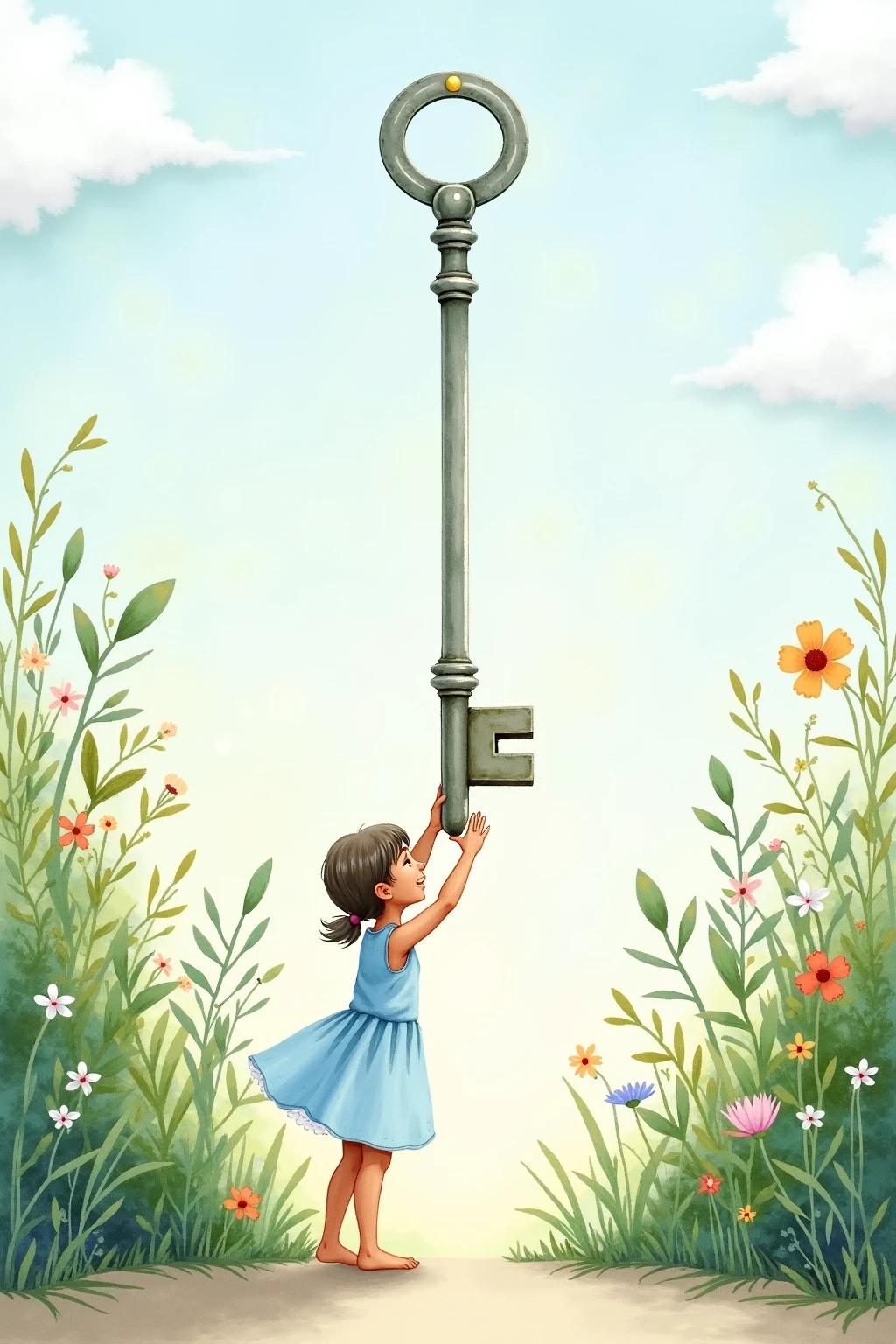 Simple background Summer Blue sky Wind chimes Nostalgic Girl