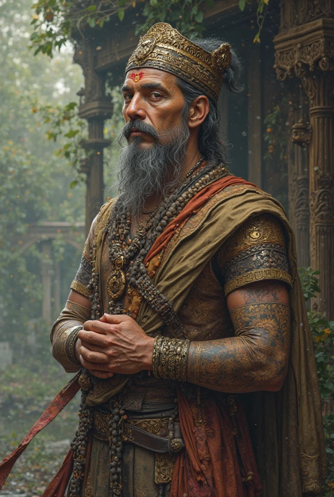 Make a old, handsome with tattoos, a leader in the old times in the phillipines