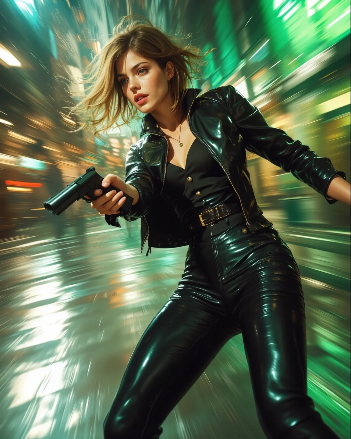 A dodgeball grazing the body, dodging dodgeball like in Matrix bullet time effect, A character that leans back to dodge dodgeballs like the bullet time effect in The Matrix. (Matrix bullet time effect), bullet time dodge, comical style character, city setting, 1970's Scandinavian vibe, (masterpiece, best quality:1.2) 