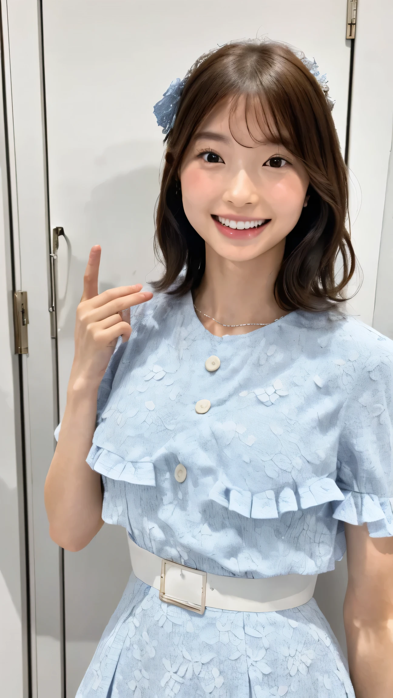 seed:2020674263.((Full body angle:1.1)).((highest quality, 8K, masterpiece:1.3)), ((from below:1.1)).concentrated:1.2, Perfect body beauty:1.4, Hips:1.2, ((Delicate Hair)), (Colorful button-through crop shirt :1.1) , ((highest quality、8K、masterpiece:1.3))、1 Girl、A sloppy smile、Esbian all over、Slim face、Big Boobs、Beautiful woman、(Dark Brown Hair)、Long Hair、1.1、Flickering Valley、Detailed eyes、double eyelid、Blurred Background、超Slim face、Smile、Looking down、stroll、