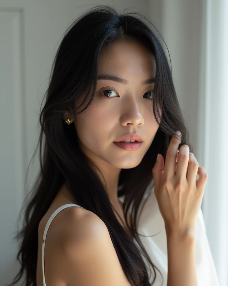 highest quality, epic realistic, ((in the pitch black darkness :1.4)), ((portrait:1.5)),(background: dark ) high contrast ,glorious picture, lowest lux, lighting face, she's comfortable, wearing nothing, , looks incredible, (8k, Raw photo, Highest quality),(epic realistic:1.5), a woman, face,(detailed eyes:0.8),(looking at the camera:1.4), (Highest quality), ( high contrast, deep shadows),Intricate details,cinematic,((skin:1.4)), (long dark hair:1.3), long hair, messy ,(Hdr:1.5),Detailed, colors, Superior quality, Masterpiece, Raw Photo (20-year-old, looking at viewer), beautiful, (wearing WHITE OVERSIZE MEN SHIRT, OPEN ALL BUTTONS), perfect, natural, perfect composition, portrait, perfect face, smiling expression, Captivating eyes, Bright details, Tight lips, (High Skin Detail),, (blue tint: 0.6), (sale: 0.8), (bloody: 0.7), Key lighting , (backlight: 0.5), Medium depth of field, Canon 5d, 50mm lens, f/4 apertures, (Ultra-detailed, Complex detail), sharp focus, soft colors, 8k, Absurd, 80mm, bokeh background, photography, smiling, pinay, filipina, large , neon lights background