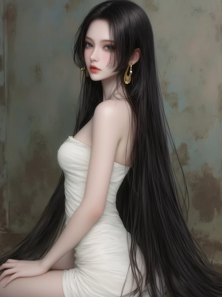 (Top image quality、top-quality、Top resolution、hyper realistic photography、Full body photo、masterpiece、16k、)1girl in、Surprisingly long black hair is super beautiful、hair length about 3 meters、White underwear or naked、Hide the whole body with straight black hair、Very beautiful face、well-groomed beautiful black hair、very large amount of hair、Ultra-long black hair with an emphasis on sex appeal as a woman、slim figure、Lustrous beautiful hair、Bright lighting、profetional lighting、Winner of the World Long Hair Contest、Full body real photo、Head-to-toe photo、Photo taken from about 4 meters away、Super Real、Two hands、2 legs、The longest black hair in the world、Hair is heavy and tired、Hair longer than Rapunzel、very large amount of hair、I hide my whole body with very long black hair、Hair that is shampooed every day is very clean、Hair smells of roses、Very long black hair is my sex appeal、Very long black hair is my charm、Long black hair is a symbol of beauty、My pride is very long black hair、This long hair length and amount is admired all over the world、My very long black hair is spread out in a fan shape、Facing backwards、Sleeping face down、Silky black hair flowing from the shoulders to the floor、Ridiculously large amount of hair、The hair is ridiculously bushy、Wrap the entire bed in hair、Hide my hands with long hair、Hide my fingers with long hair、A storm of angry black hair that seems to overflow from the screen、