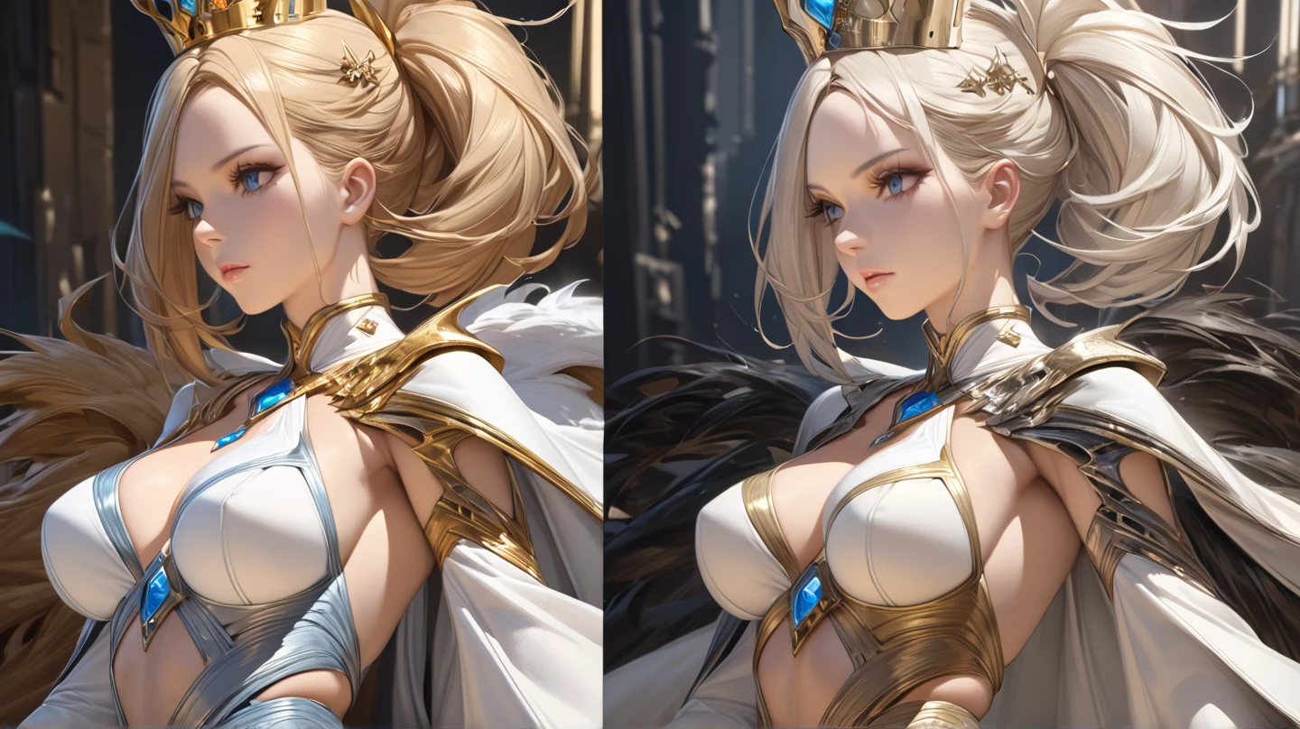 Works of masters,Best image quality,超高分辨率,Break XX,sorceress woman,long whitr hair,white colors,A patient expression,vacant eyes,blue colors,exposing her chest,The large,Erotic lingerie,lifting up skirt,Creampie,8K分辨率,Peerless beauty,Hair is depicted in detail,Small nose,exquisite lighting and shadows,The facial features of the golden ratio,k hd,with light glowing,White glowing particle effect,(rich colours),bare-legged,