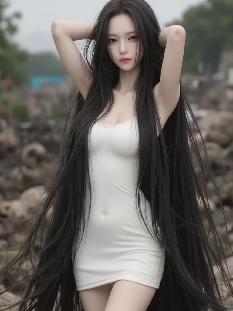 ((Best image quality,highest quality,Highest Resolution,Surreal Photography,8k,Full body photo,1 girl,Very beautiful face,Super super long hair,hair length about 13 meters,Straight black hair,Black hair longer than height,Black hair&#39;It hasn&#39;t been cut in over 20 years.,Slender body,White underwear or naked,Put it on the bed,World Long Hair Contest Winner,World Beauty Contest Winner,Full body photo,Head to toe photos,Taken from about 4 meters away,Ultra-realistic,both hands,2 feet,Five Fingers,))She has super long hair that covers her entire body.,The longest black hair in the world,長い髪を広げてベッドにDownwardになる,Her long hair is so long it spills over the bed and spreads all over it.,I&#39;He leans his body slightly and looks at you,Showing off her long black hair,I&#39;Iは長い黒髪を誇りに思っています,Downward,Her very long black hair is shining,Her black hair is so long that I can&#39;Don&#39;t look at her body.,There&#39;s so much black hair that I can&#39;I can&#39;t see your body.,Super Beauty,Supple and beautiful fingers,