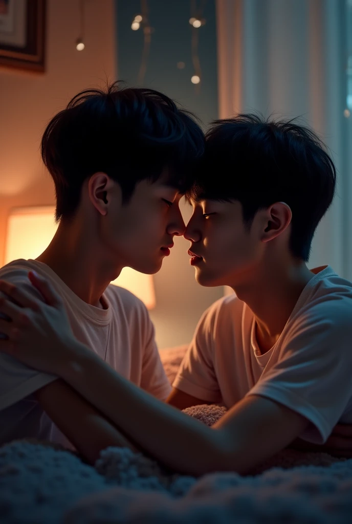 O jungkook do BTS beijando o Jimin do BTS