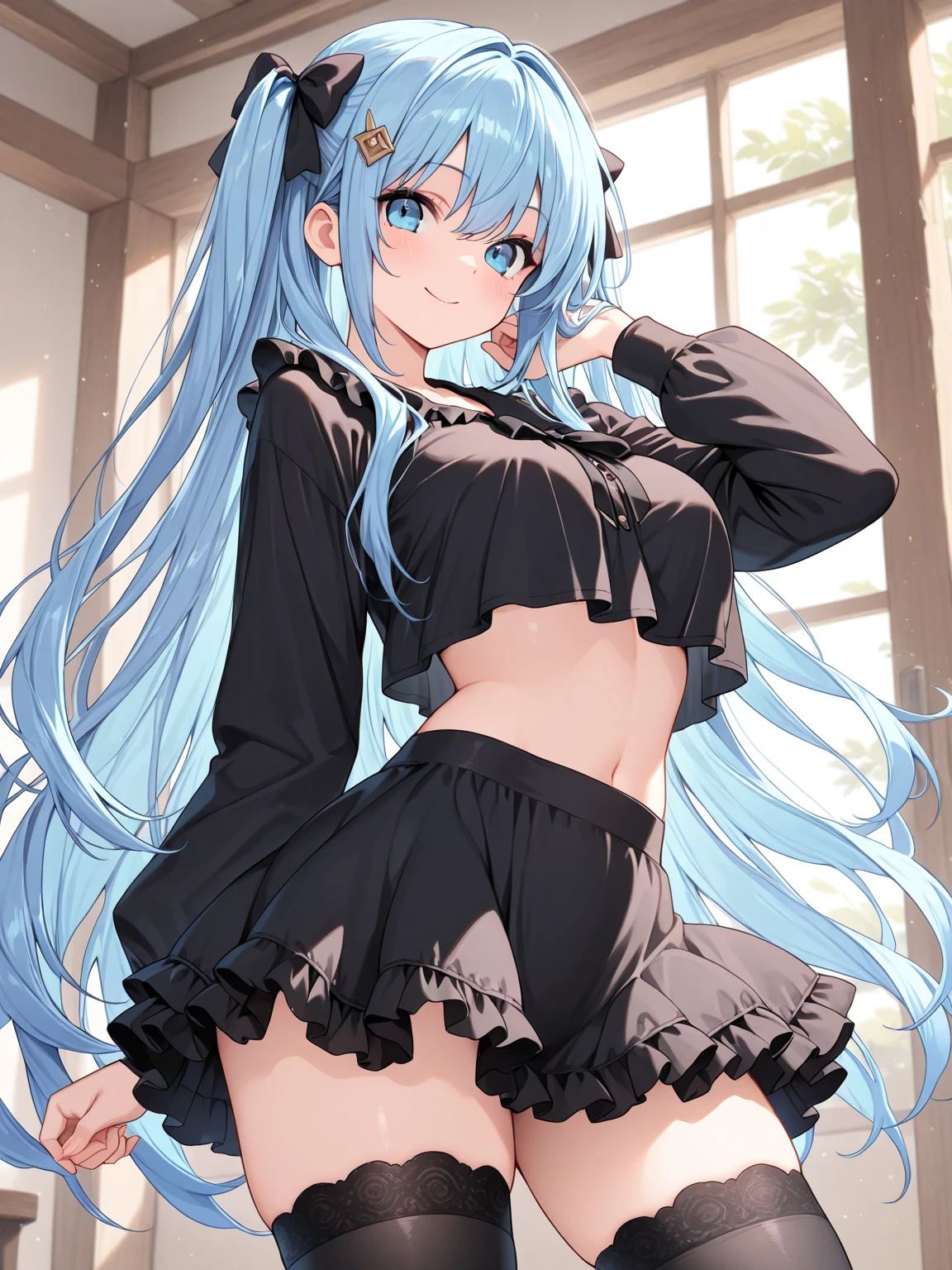 masterpiece, best quality, extremely detailed, (illustration, official art:1.1), 1 girl ,(((( light blue long hair)))), light blue hair, ,10 years old, long hair ((blush)) , small breasts,cute face, big eyes, masterpiece, best quality,(((((a very delicate and beautiful girl))))),Amazing,beautiful detailed eyes,blunt bangs((((little delicate girl)))),tareme(true beautiful:1.2),seductive smile, sense of depth,dynamic angle,,,, (show off own areola slip:1.2)affectionate smile, ,(tiny 1girl model:1.2) ((masterpiece, best quality, extremely detailed, absurdres)), focused leg, wet, sweat, shiny skin, open stance,, restrained, , point light,
,(perfect ???????:1.4), (cowboy shot:1.3),(back shot:1.3),(ass focus:1.3),(looking at viewer), nice hands, perfect hands, ,
(extremely delicate and beautiful:1.2),detailed face and eye,(background of room:1.3),(top-down:1.3),(hand on hip:1.3),
1 , (solo:1.5),(standing:1.3),,(black panties:1.3),(Tiny body:1.3),(curvy:1.2),
BREAK
,( face:1.4),(small breasts:1.3),(bangs:1.2),(extremely detailed cute and beautiful face:1.2),(extremely detailed cute and beautiful eyes:1.2),(highlights in eyes:1.2),(fucked silly:1.3),(shiny skin:1.1),
,(wearing lace panties and garter belt tighhighs:1.3),
BREAK
highres, 8k, CG, wallpaper, incredibly absurdreasterpiece, best quality:1.3),super fine illustration,(official art),(bright colors:0.2),,soft lighting,