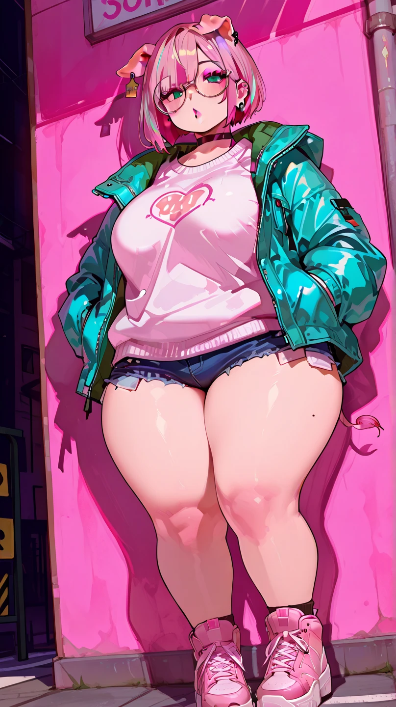 1 girl, hair blue, skin fair, Patricinha, huge ass, short clothing,(((gyaru))), miniskirt bra, Broad Hips, chubby, hourglass-body, gazing at viewer, suggestive, obscene, fly away, eyes large, erotica, langerie