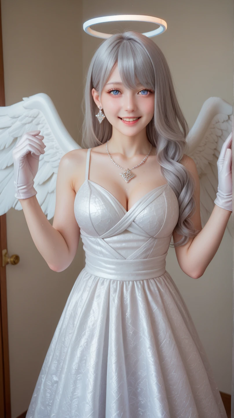 Angel Gray Hair Sparkling girl front Give me a pose