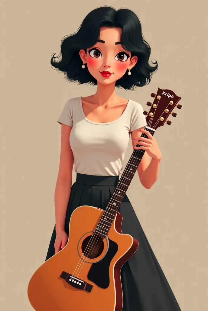 create cubism art that a girl holding a guitar 