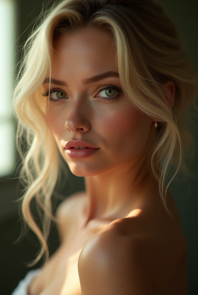 A beautiful blonde Russian with a striking chest