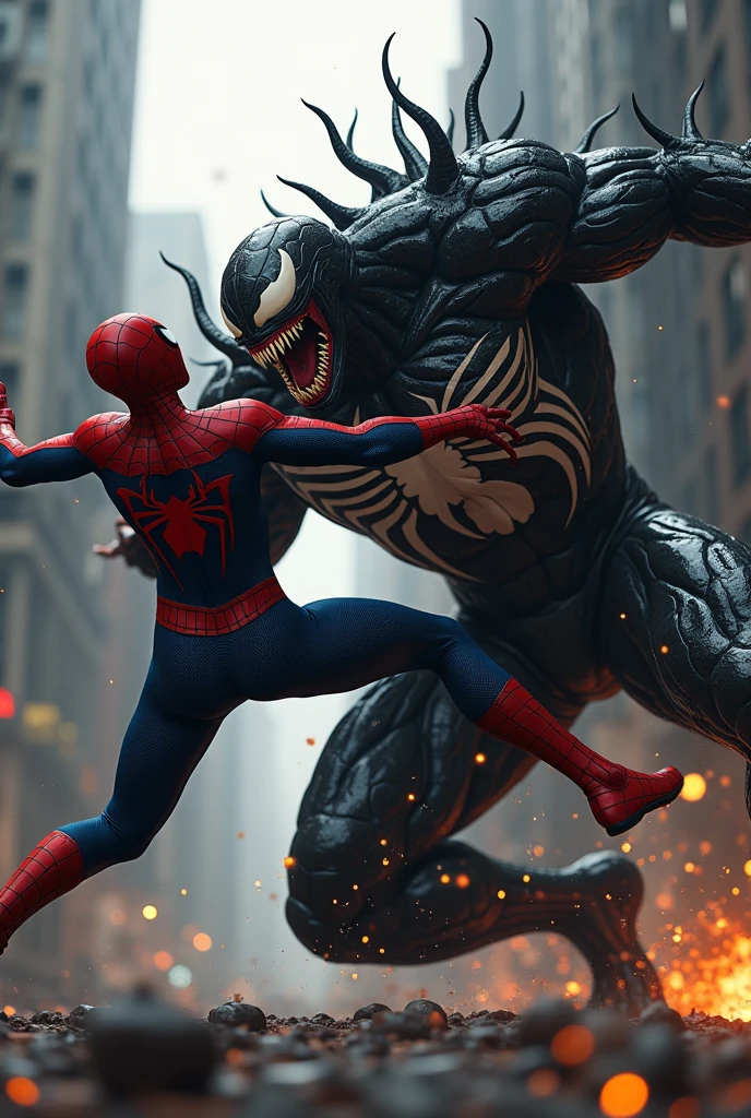 Spider-man fighting with spider-man with spider-man with spider-man and venom