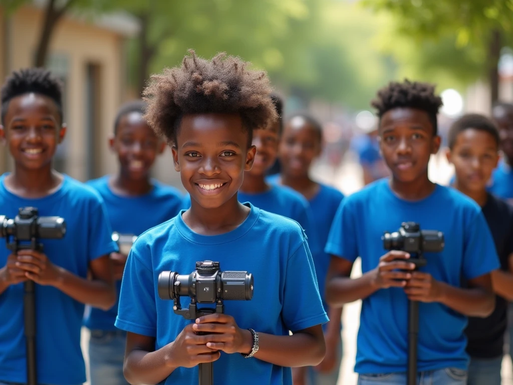 a black kid taking a picture with a Samsung Galaxy s24 ultra with mirror their name is shikar