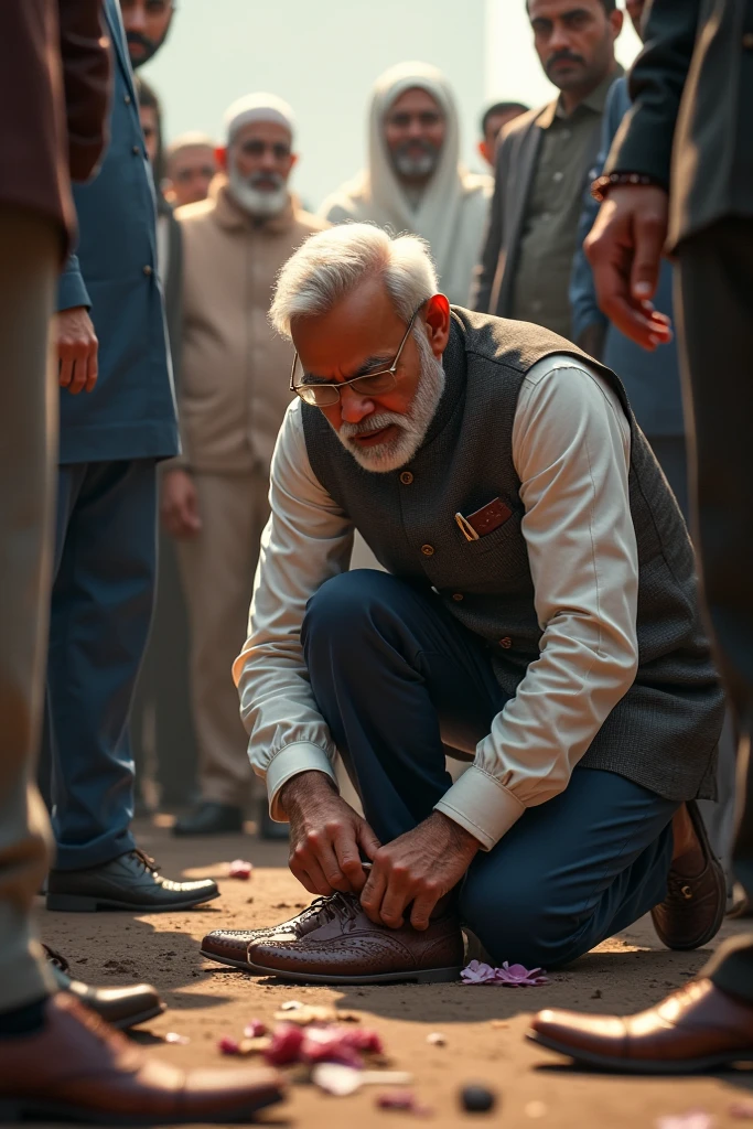 Narendra modi licking shoes
