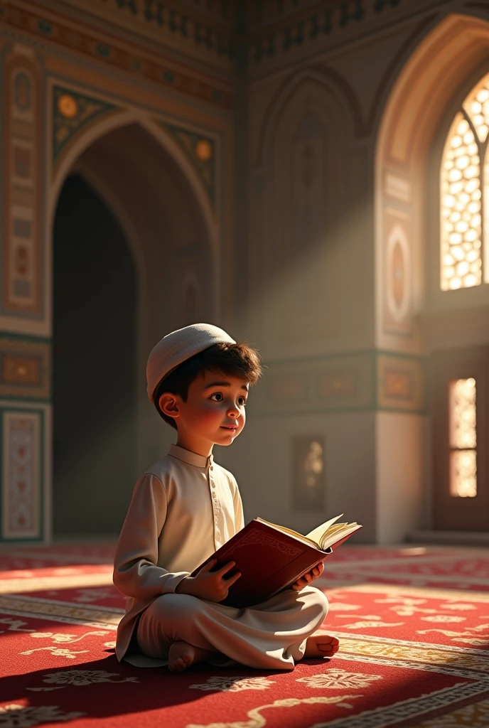 Small islamic boy studying
