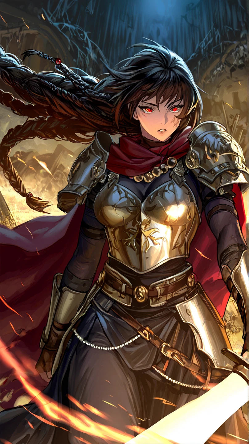 woman，1 female warrior,desert，Cape，Illustration style