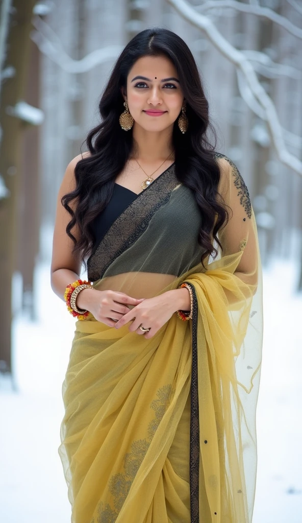No-one33, a woman, she is wearing a saree, jewellery, cleavage, standing near a river, modelshoot style, extremely detailed CG unity 8k wallpaper, 8k uhd, dslr, soft lighting, high quality, film grain, Fujifilm XT, ((realistic))