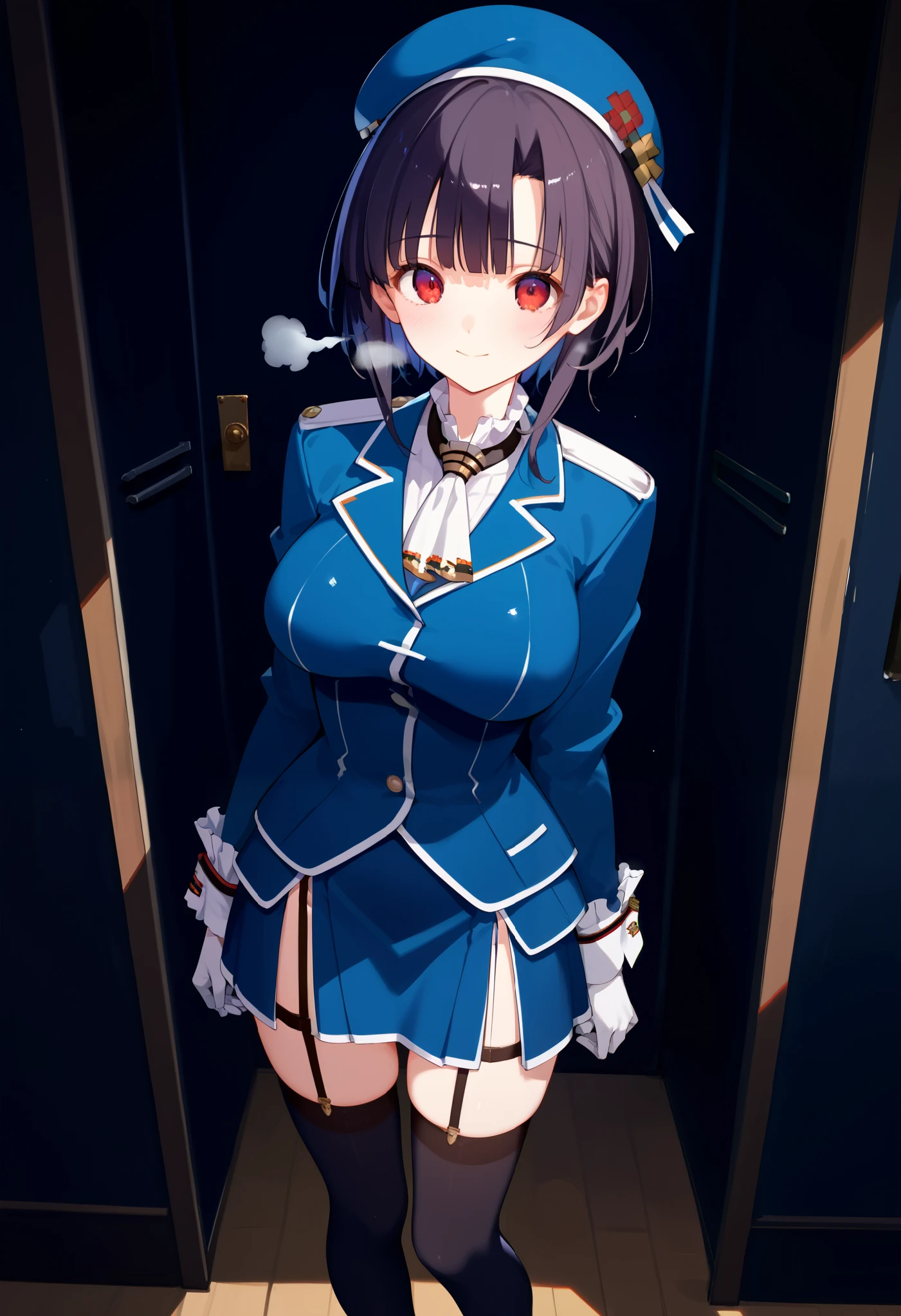 score_9, score_8_up, score_7_up, black background, Reception room,
BREAK
Source _anime, rating_explicit, expressive h ,
BREAK
1girl, Takao KC , short hair, above Decorati has , beret, bigger breasts in bikinis, Pick a nipple , Big Breasts, happy, Colloquial mind,
gloves, long sleeve, above Decorati has , jacket, uniform, ascot , military uniform, beret, blue jacket, blue headdress,blue skirt, garter strap,thigh high socks,
is tall, Long legs, shiny skin, heavy breathing, Slim waist, thin waist,
bra、