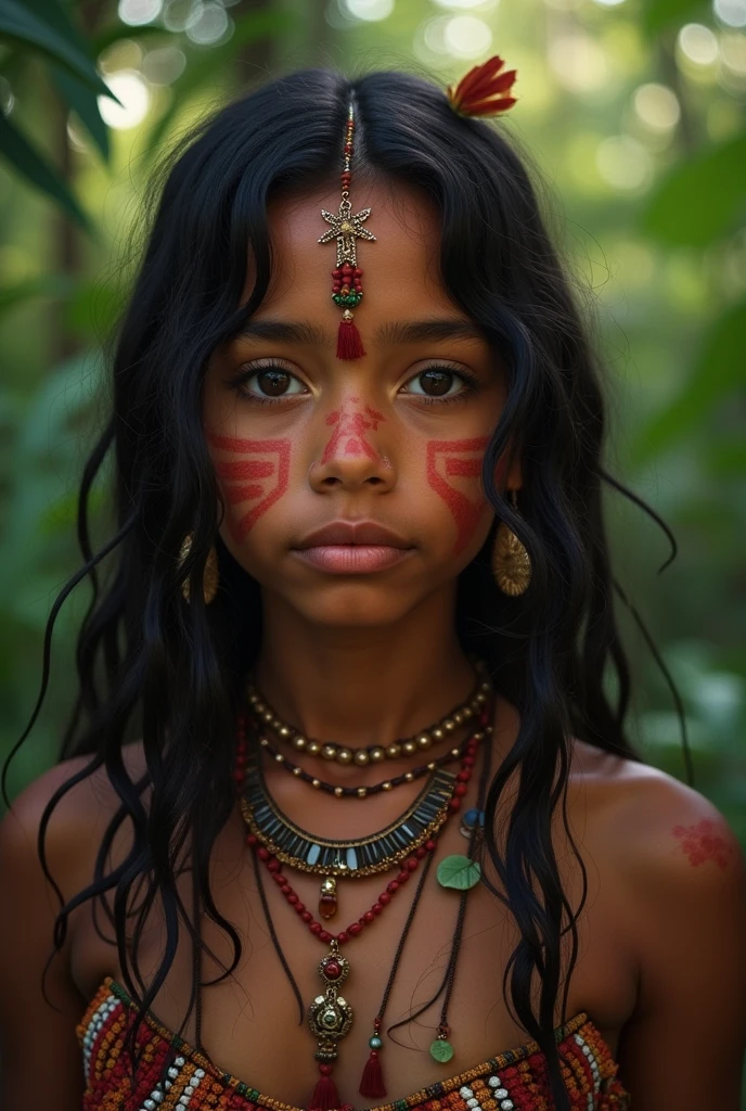 A burmese girls nude brown skin in the background forest, best quality, real life photo realistic.