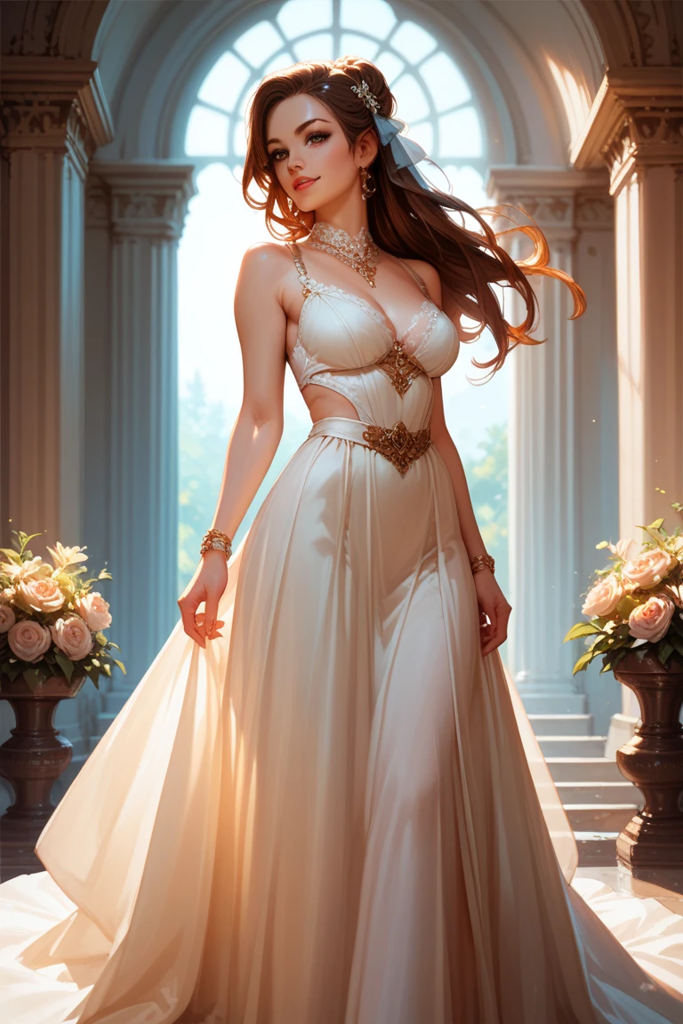 masutepiece, Best Quality, Illustration, Ultra-detailed, finely detail, hight resolution, 8K Wallpaper, Perfect dynamic composition, Beautiful detailed eyes, Natural Lip, sexy knitted dress , Big breasts, cleavage, Random sexy poses, full body
