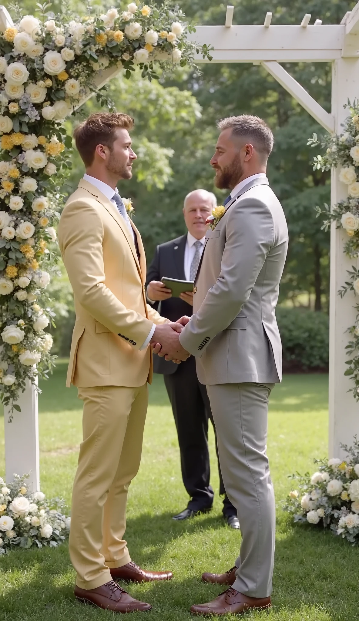 A young man kissing his boyfriend at the wedding