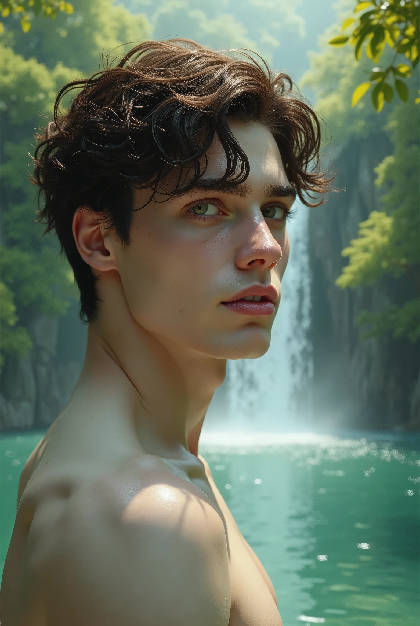((ultra detailed, masterpiece, absurdres))
1man, beard, white skin, green eyes, dark blond hair, looking at viewer, portrait, in a lake, short hair,