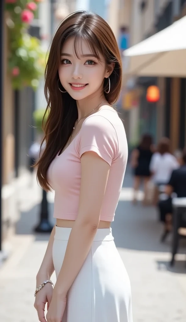 1 Girl,seaside,Soft Light,Chinese Beauty,sleeveless tops,Short skirt,