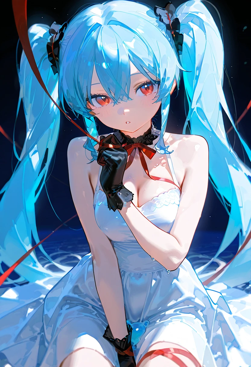 profile、Blue Face、arm hug、Embrace yourself、Bloodしぶき、Blue Face、Blue Skin、Hatsune Miku、zombie、Red eyes、Blue Face、Blue Skin、Bloodを流した、Gray Hair,sad,(Blue place:1.1),blue eyes、Hatsune Miku、ruins、cadaver, an ominous, woman, thin, pale, Looking into the camera, Ultra-realistic, Fully detailed, Cemetery environment, Bright Eyes, white dress torn and stained with Blood, The bone is exposed, putrid scratch, Sensual, That's horrible, 身体にscratchを負った, exposed fracture of the clavicle, smile, Very detailed, Black Short Hair, scratch, Blood,