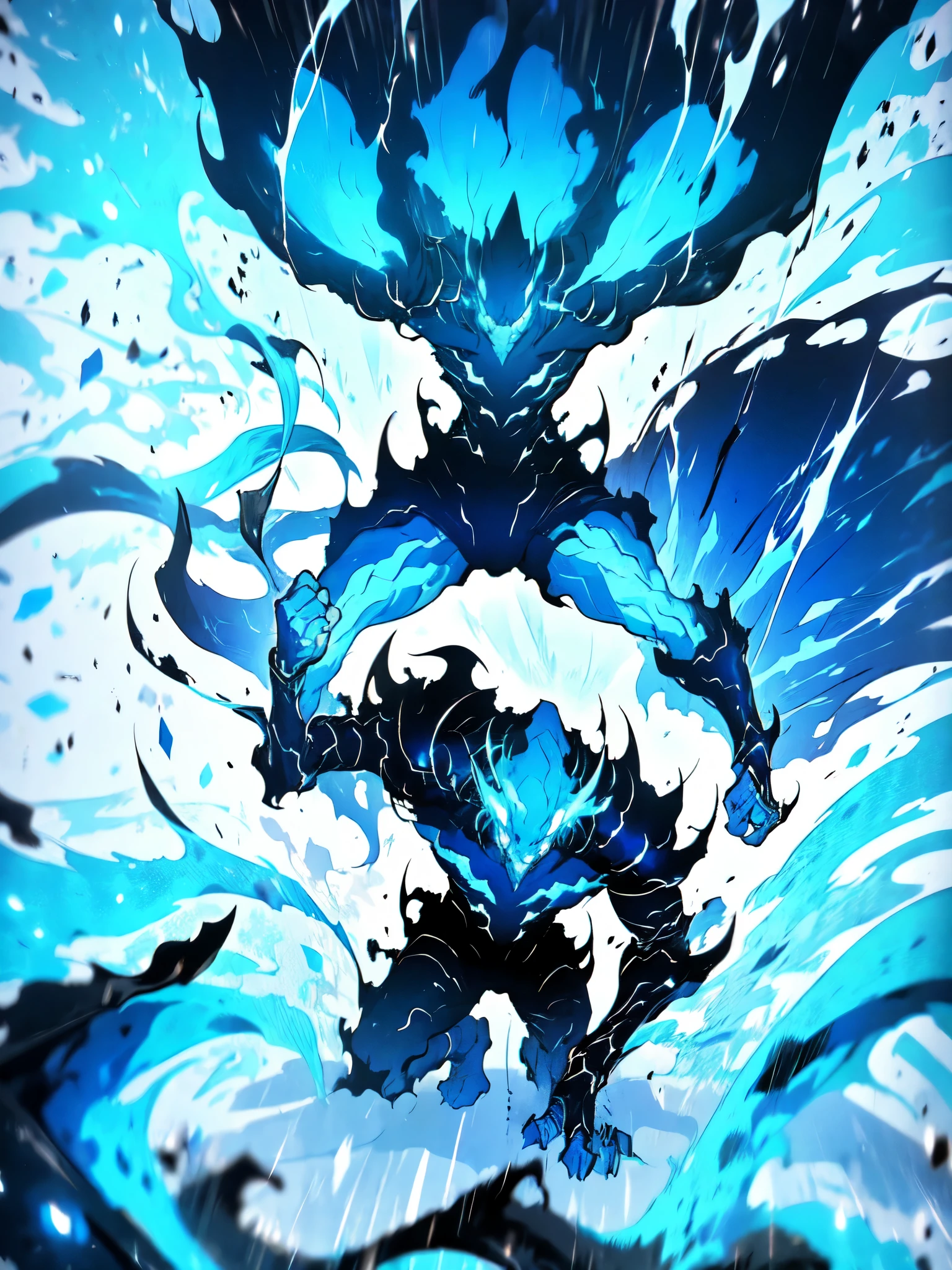 Closeup of a man with a blue and black wyvern on dark background, standing on all fours, soft skin, furry, unchanged background, completely blue tail, league of legends concept art, official splash art, fist game concept art, splash art, , League of Legends splash art, league of legends art style