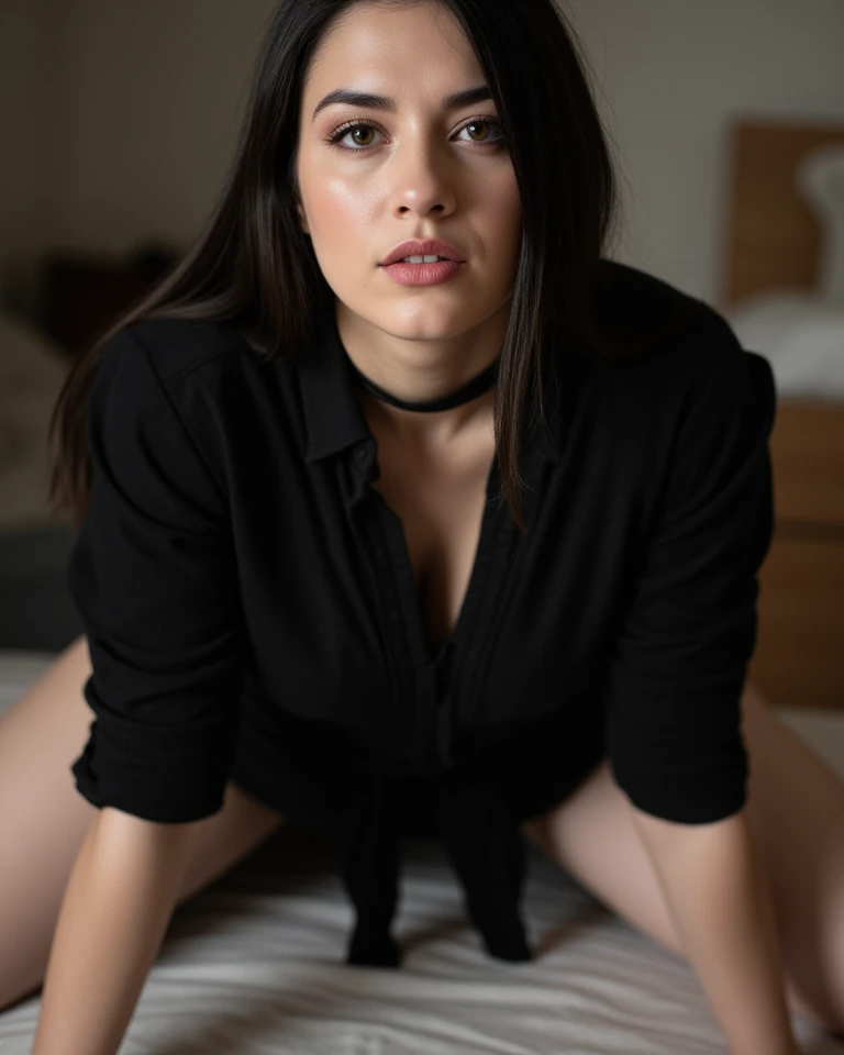 beautiful Izrael 35yo woman , large body, voluptuous woman, dark bun messy hair, , turtleneck sweater, grey tight skirt scarf, sexy skirt, black tights black pantyhose Eyes filled with love and affection, eye liner, mascara, solo lady, legs fully extended and straight, laying on back with legs raised up, thighs placed together, ultra detailed