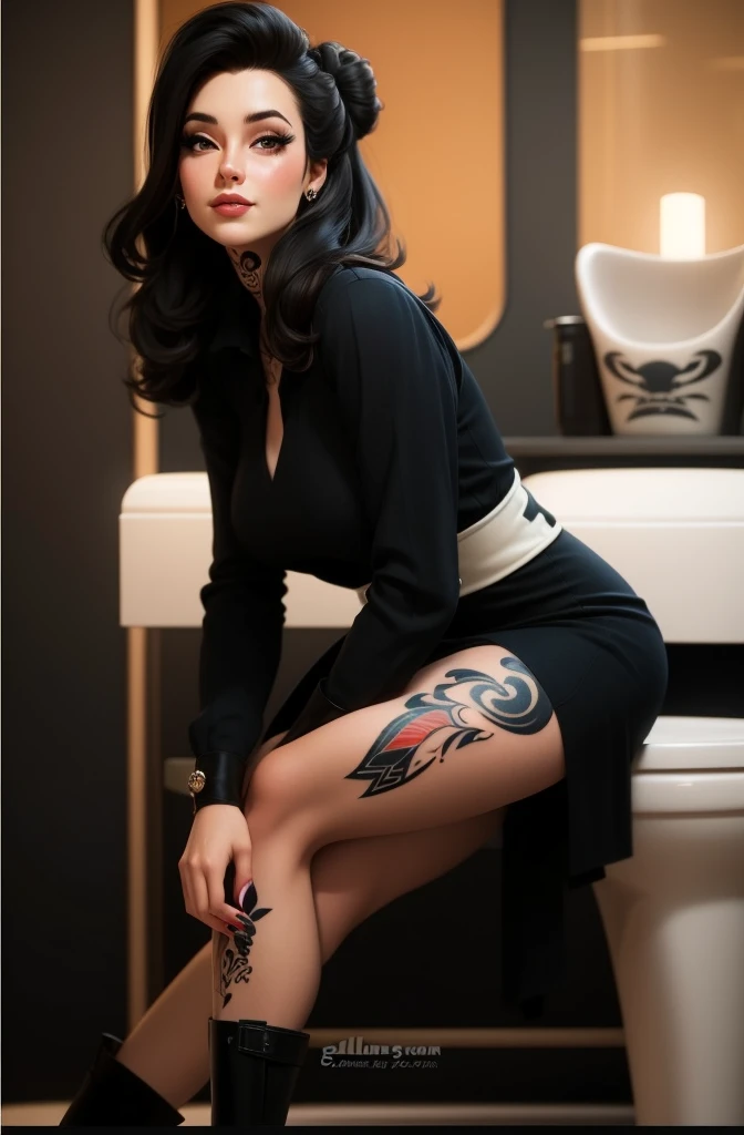 Slender thighs, restoration, polaroid black tone low-key film, masterpiece, best quality, office lady, perfect figure, white and tender ass