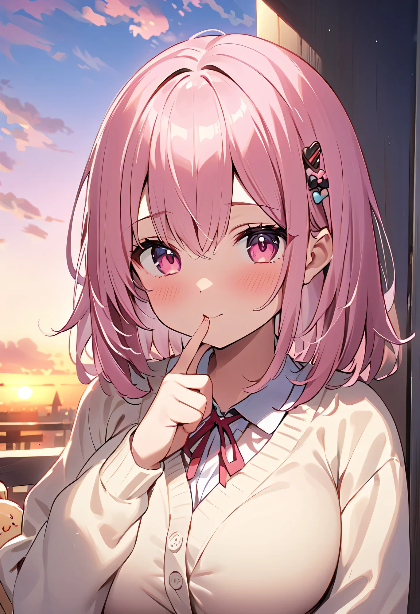 top quality、high resolution、(high image quality during sick leave:1.4)、masterpiece、Detailed Background、very detailed face、detailed eyes、age beauty、 huge breasts、(Normal number of fingers:1.3)、anatomically correct、perfect body line、Behind the school building after school、white day、cute image that looks like a girl、
(white dayのお返しをもらって照れる女の子:1.5)、(I'm too aware of his gaze:1.5)、
the sunset stretches their shadows for a long time、A girl who gets something in return after school {x} inside a cute wrapped cookie and a handwritten message card {x} The girl is surprised to receive a small package offered by the boy、the hand that unravels the ribbon shakes slightly、a pastel or plaid pleated skirt、the cheeks are slowly dyed red、I tend to fiddle with the ribbon with my fingers、I look away in a shameful way, but、I have a happy smile around my mouth、
I'm too aware of his gaze and can't see his face properly、I'm too aware of his gaze、I can't see his face properly、A spring-like cardigan、Hairpin with a small ribbon、cute