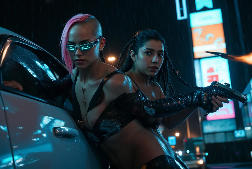 NSFW, naked, nude, ass pose, naked assA fierce and beautiful woman., (Grace Kelly:Gillian Jacobs:0.5), braided spiky punk hairstyle, (wearing a revealing high-detail raider harness from Cyberpunk 2077), armed, High detail face, high detailed leather, seductive expression, perfect body, (perfect proportions), a night city background (Megalopolis Cyberpunk), high quality, (Masterpiece), (realistic photo), intricately detailed, 8k, HDR, shallow depth of field, wide light, High contrast, backlight, sharp focus, Raw color photo, looking to the camera, vivid colors, In the style of Cyberpunk 2077