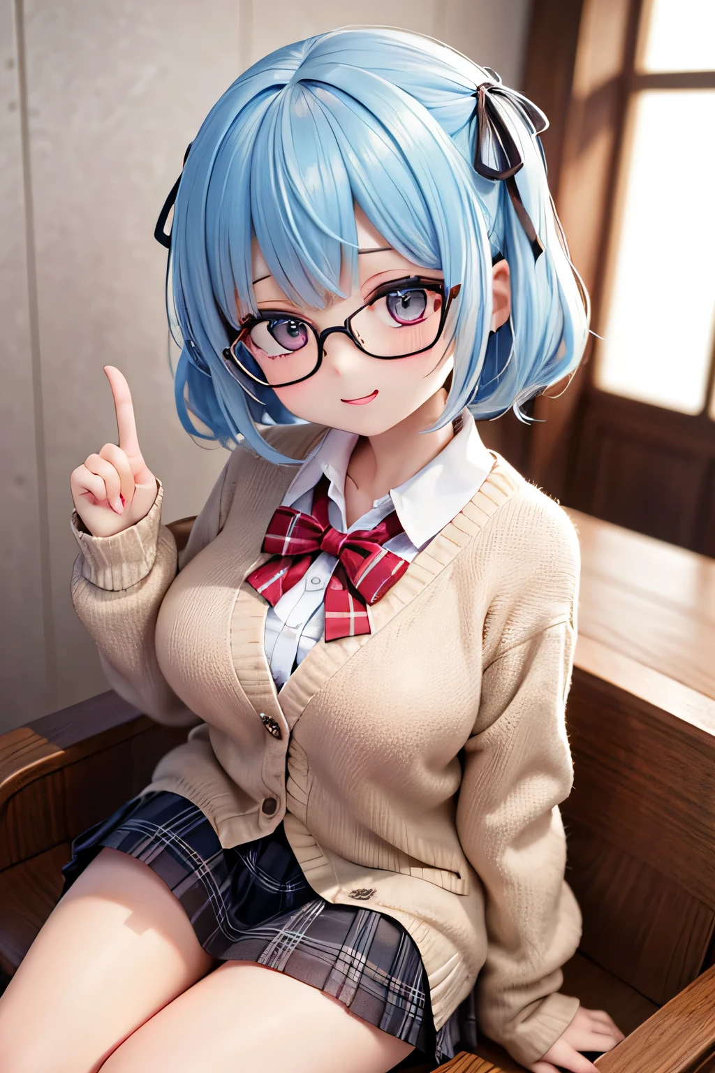 top quality、high resolution、(high image quality during sick leave:1.4)、masterpiece、Detailed Background、(very detailed face:1.2)、(detailed eyes:1.2)、age beauty、( huge breasts:1.3)、(Normal number of fingers:1.3)、anatomically correct、perfect body line、white day、cute image that looks like a girl、
(Shy girl getting a White Day return in the library after school:1.5)、(I'm too aware of his gaze:1.3)、
the sunset stretches their shadows for a long time、A girl who gets something in return after school {x} inside a cute wrapped cookie and a handwritten message card {x} The girl is surprised to receive a small package offered by the boy、the hand that unravels the ribbon shakes slightly、a pastel or plaid pleated skirt、the cheeks are slowly dyed red、I tend to fiddle with the ribbon with my fingers、I look away in a shameful way, but、I have a happy smile around my mouth、
I'm too aware of his gaze and can't see his face properly、I'm too aware of his gaze、I can't see his face properly、A spring-like cardigan、Hairpin with a small ribbon、Glasses、cute