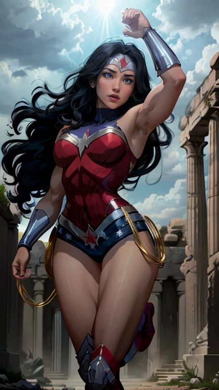 uma imagem de desenho animado de uma mulher com uma fantasia maravilhosa posando, artgerm extremamente detalhado, estilo artgerm, German style art, quadrinhos artgerm, desenhado no estilo de artgerm, Mulher Maravilha, artgerm no artstation pixiv, artgerm 4k, no estilo de artgerm, in the estilo artgerm