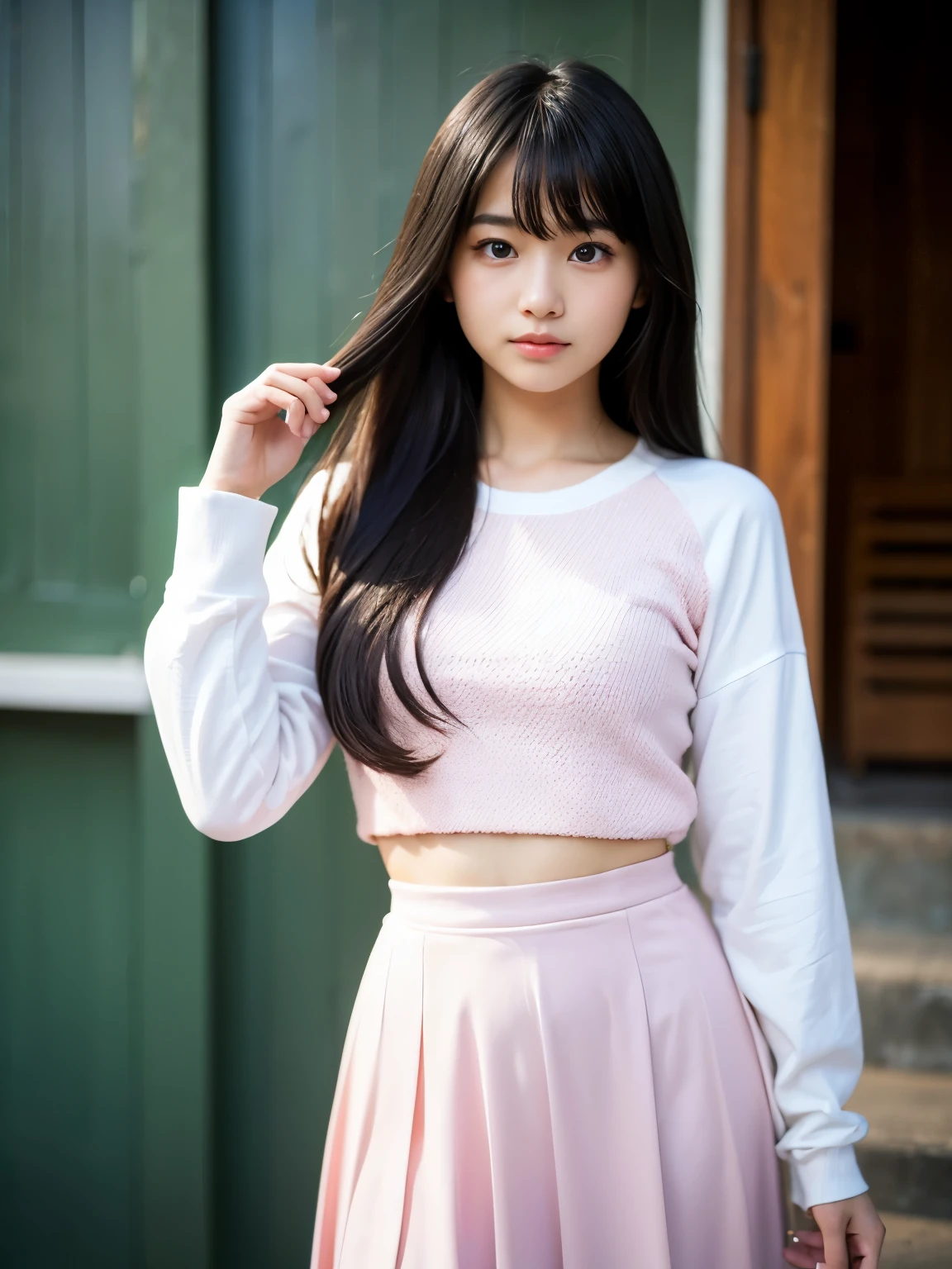 ((Peeking up a skirt)), ((White underwear)), ((Strong winds)), (Embarrassing, blush, Shocked):1.4, Highly detailed skin, masterpiece:1.4, Photorealistic, RAW Photos, 8k resolution, Ultra HD, Perfect Style, Close to the audience, (Anatomically correct), (Windy Upskirt), (Blowing in the Wind:1.5), ((street)), (Cowboy Shot:1.4), (Perfect hands, Detailed fingers):1.5、((Soft flared mini skirt))
