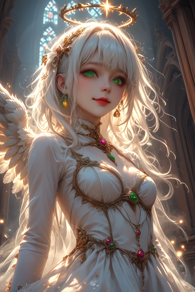 ((best quality)), ((masterpiece)), (detailed), 1girl, off-shoulder, Character design, female, dynamic poses, long white grey hair, grey white eyes, very skinny, detailed, best quality, no accesoires around the neck, no shoes, prominent collarbones, skinny arms, flat stomach, visible hip bones, full body, blank white background, plain background, white background, red and white clothing, Bloodborne inspired, occult aesthetic, occult, detailed and intricate steampunk and detailed gothic, NSFW, Very dramatic and cinematic lighting, cosmic horror, grim-dark, side-lighting, perfect face, NSFW, Fluttering lace flared long knee length dress with frilly petticoats, knee length dress, pleated petticoats, petticoats gothic, complex lace boots, side-lighting, gothic lolita aesthetic, wielding a mighty sword with mechanical components, mandalas, small breasts, a fairy, various different types of insect wings, NSFW, full body, whole body, body, plain background, white background, blank background, no background, white background NSFW, chains, full body, whole body, head-to-toe NSFW